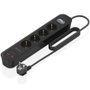 Aisens Regleta con Interruptor ASPS-2A2C13-BK con 4 Tomas y 4 Puertos USB